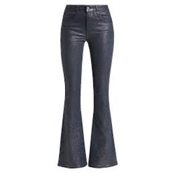 PAIGE Lou Lou Glitter Coated Flare Jeans 25 NWT - Picture 3 of 11